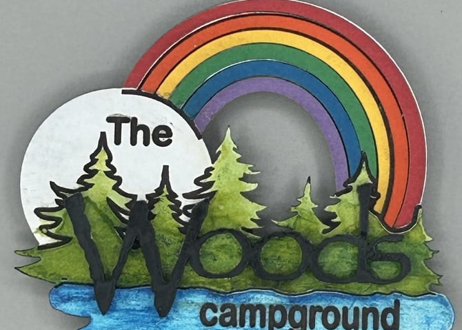 laser cut and painted campground souvenir magnet