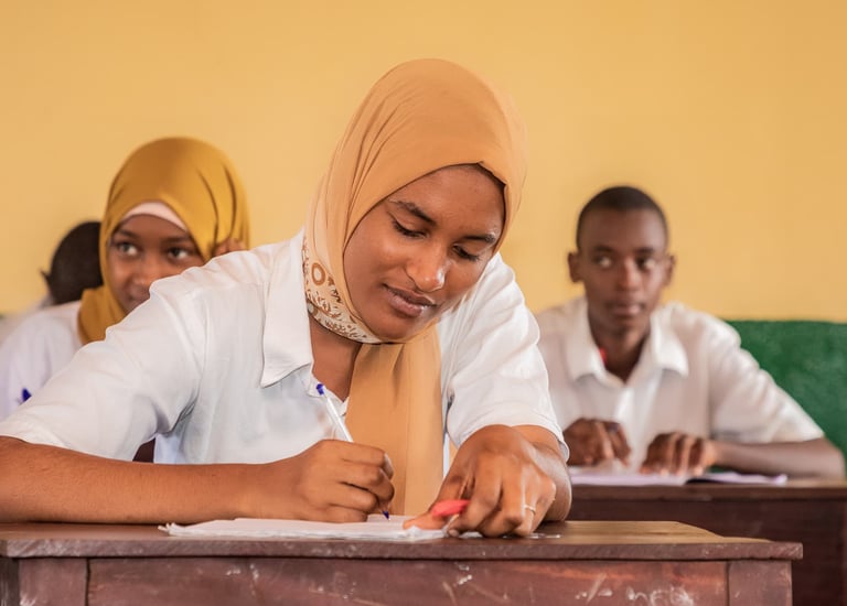 a woman in a white shirt and a man in a yellow shirt