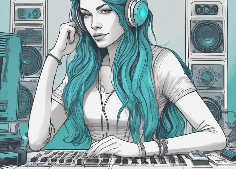 A recording studio with a microphone and headphones.