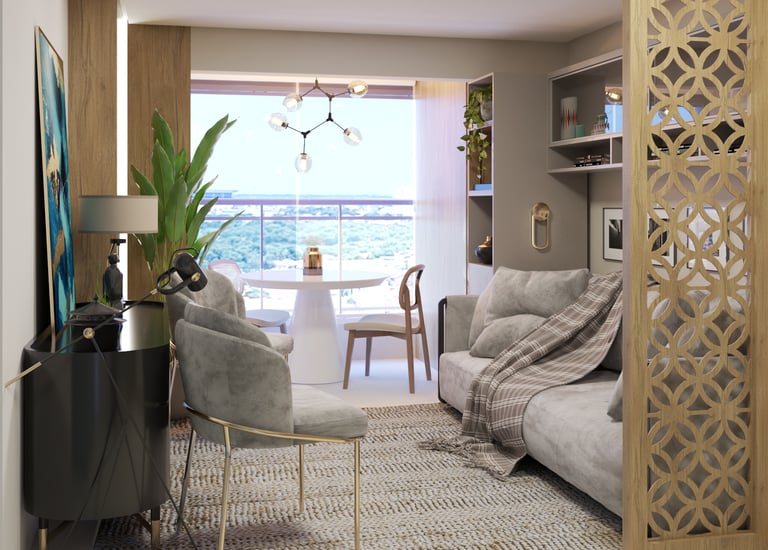 Detalhe de marcenaria planejada em apartamento funcional SP