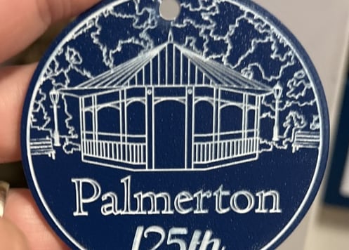 laser engraved acrylic ornament commemorating 125th anniversary of Palmerton