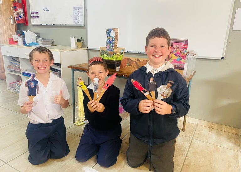 Children with drama props