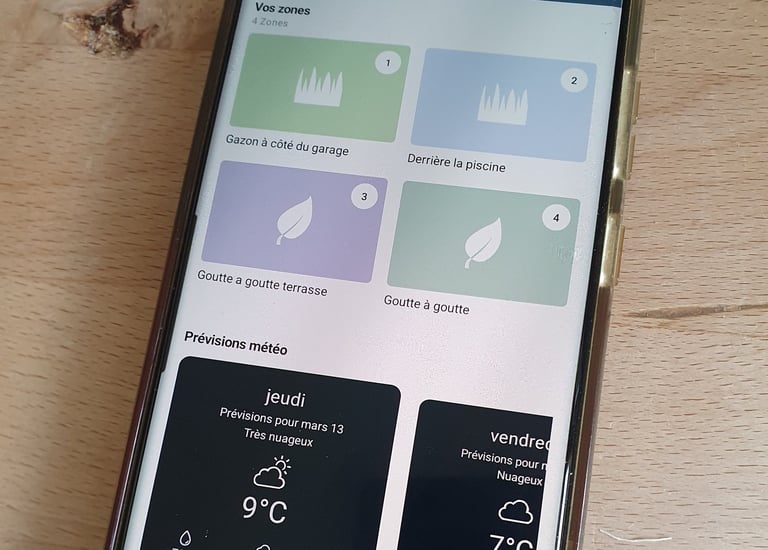 a phone with a phone showing a weather station