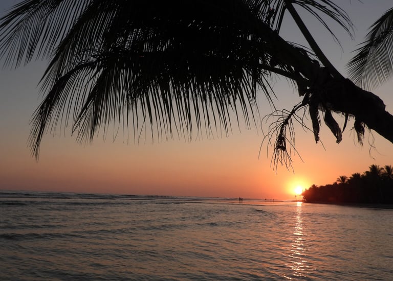 sunset over the Pacific Ocean at Parque Nacional Marino Ballena 