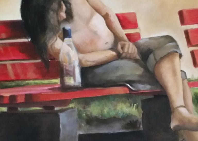 Painting of a drunken man