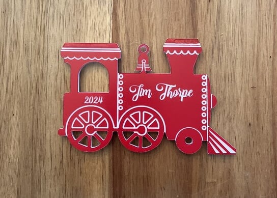 laser engraved acrylic steam locomotive ornament