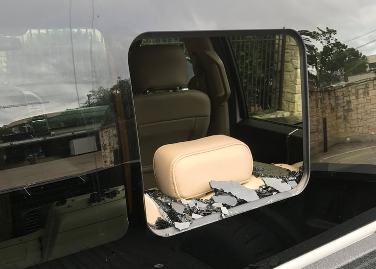 broken truck sliding window