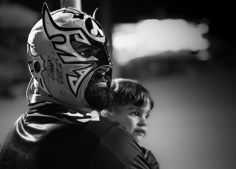 The wrestler in black and white
