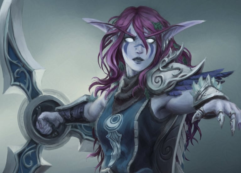 world of warcraft night elf female fantasy character commission