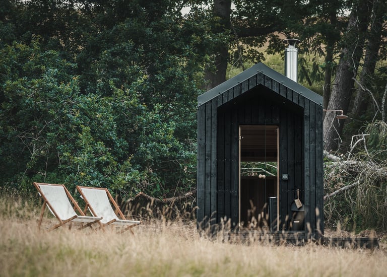 a photo of a wood fired sauna in wales run by shacks 