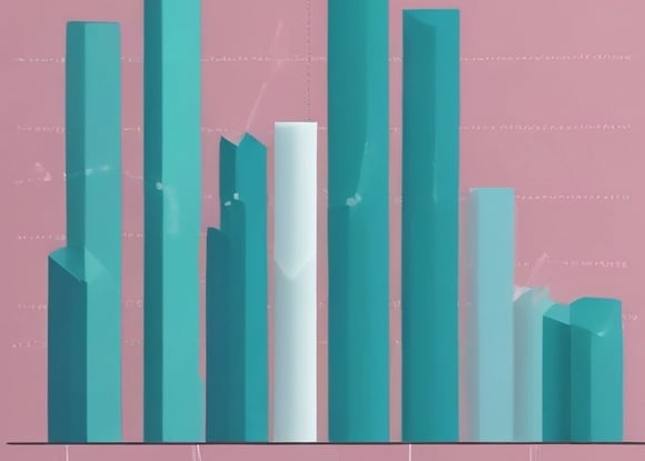 A computer screen displays a graphic design software with a brand identity project open, featuring multiple blue-themed design variations for a brand labeled 'APATIE'. The image includes different versions of the brand's logo and designs on a grid layout. The background shows a blurred bottle and some greenery out of focus.