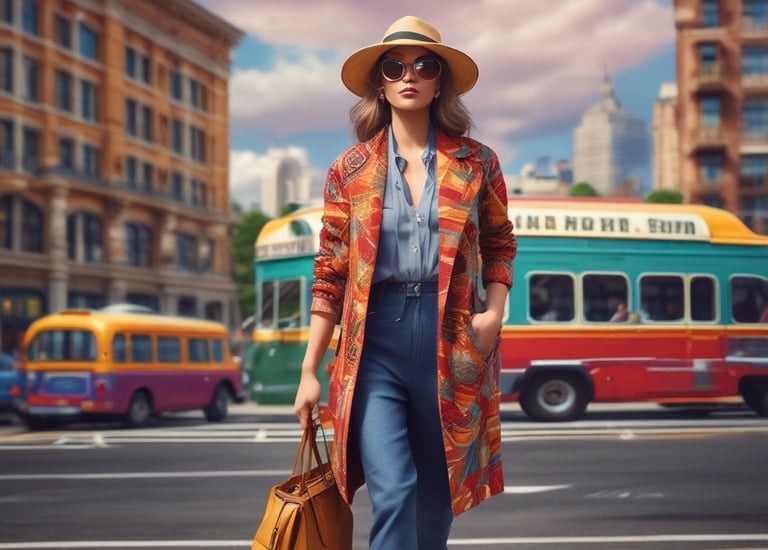 a man riding a skateboard down a street next to tall buildings