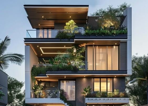 Modern Architecture- Front View of Modern Villa/ Bungalows