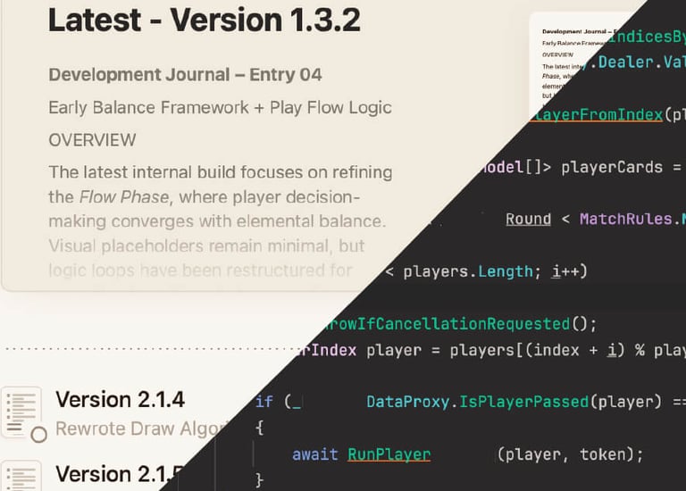 Sohlvian game update notes beside code editor
