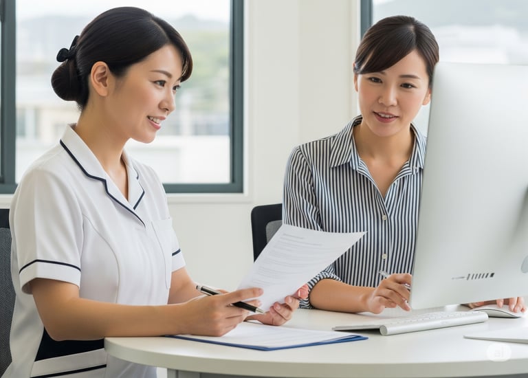 Discussion on Nursing career consulting in front of PC
