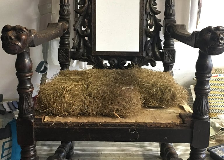 Un fauteuil recouvert de crin