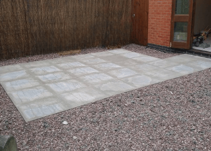12x10 Concrete slab base with path to house