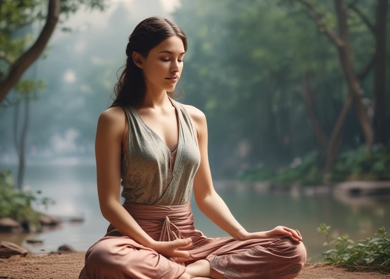 a woman sitting in a meditation position
