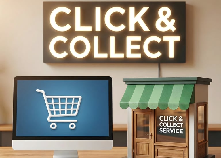 Concept Click & Collect : commande en ligne et retrait en boutique.