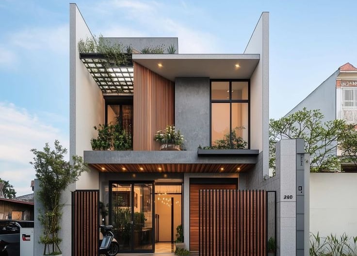 Modern Architecture- Front View of Modern Villa/ Bungalows