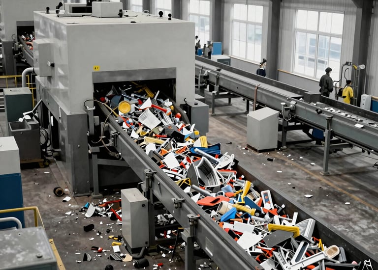 Close-up of copper wires being processed for recycling.