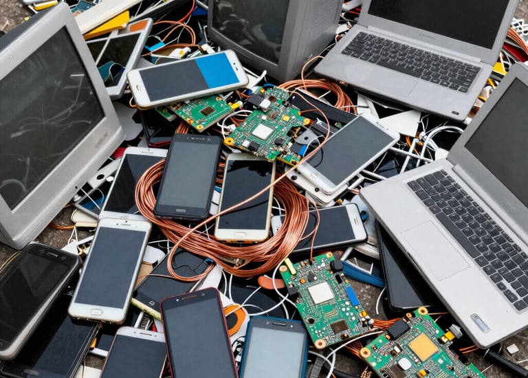 Stacks of sorted electronic components ready for recycling.