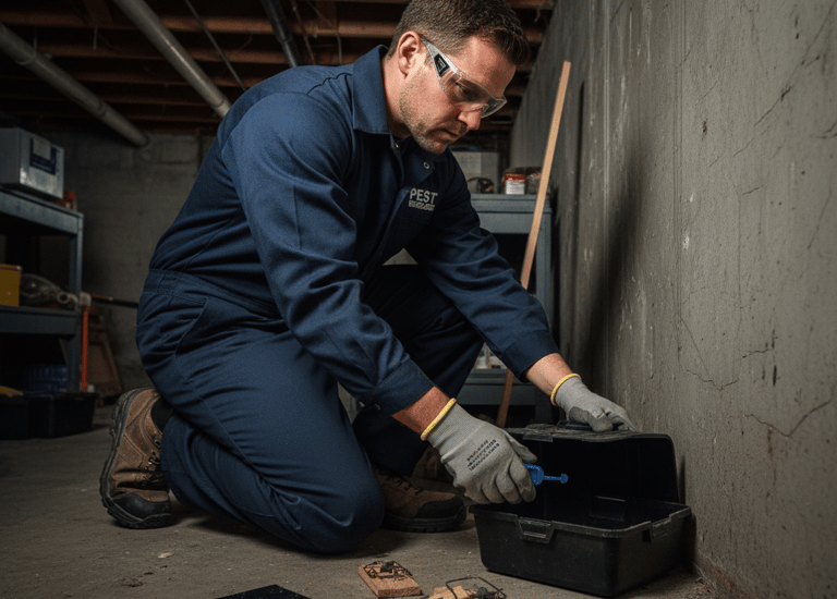 a man in a blue uniform is kneeling down on the ground