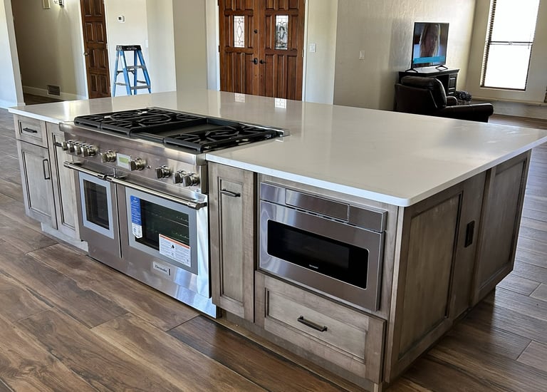 Custom Kitchen Island with quartz countertop