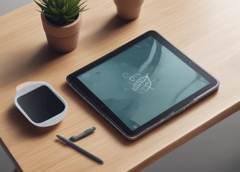 Minimalist workspace with medical textbooks and a laptop displaying Hugo Insights platform.