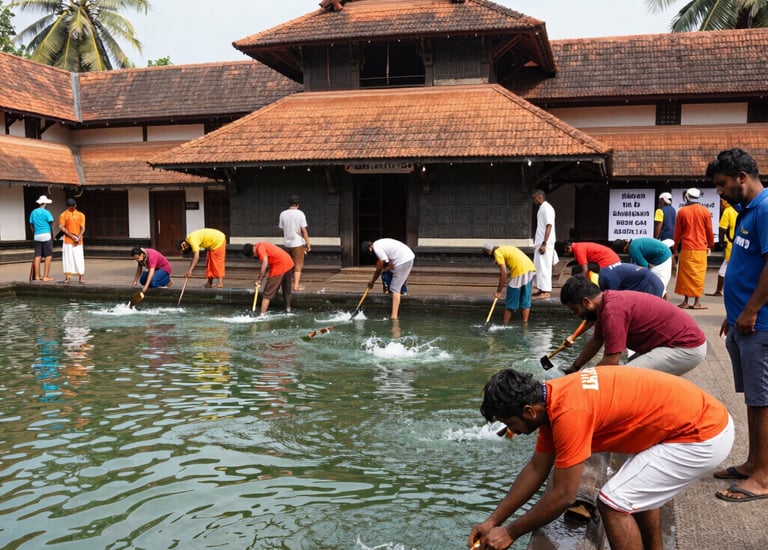 A community water well being used by smiling villagers.