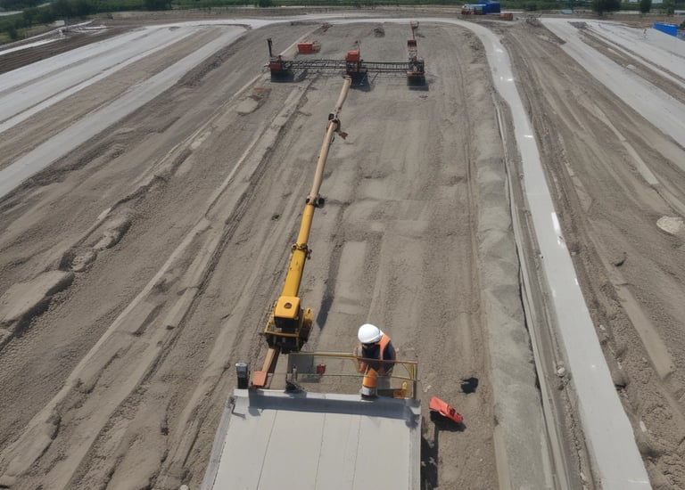 Close-up of smooth concrete surface freshly finished with tools.