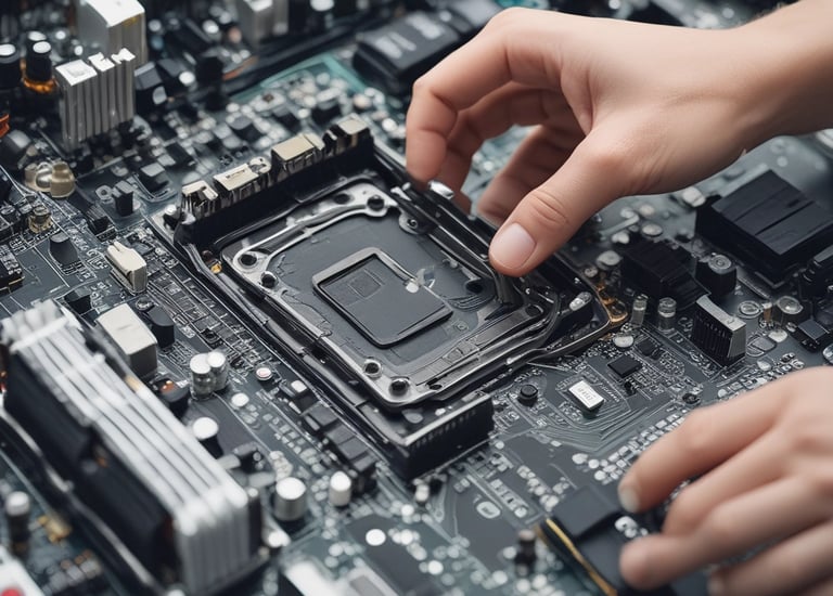 Customer receiving hands-on support from a technician at a service desk.