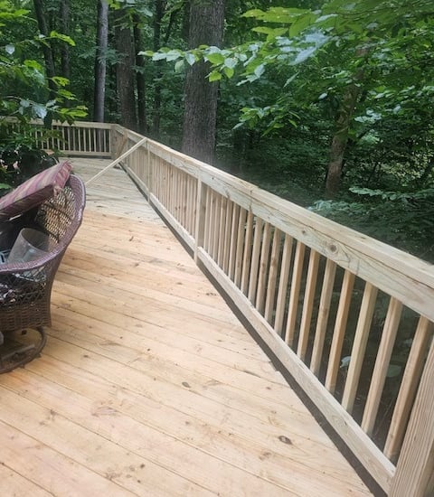 Kitchen upgrade remodel modern insurance claim fire flood upfit restoration greensboro winston burlington deck handrail