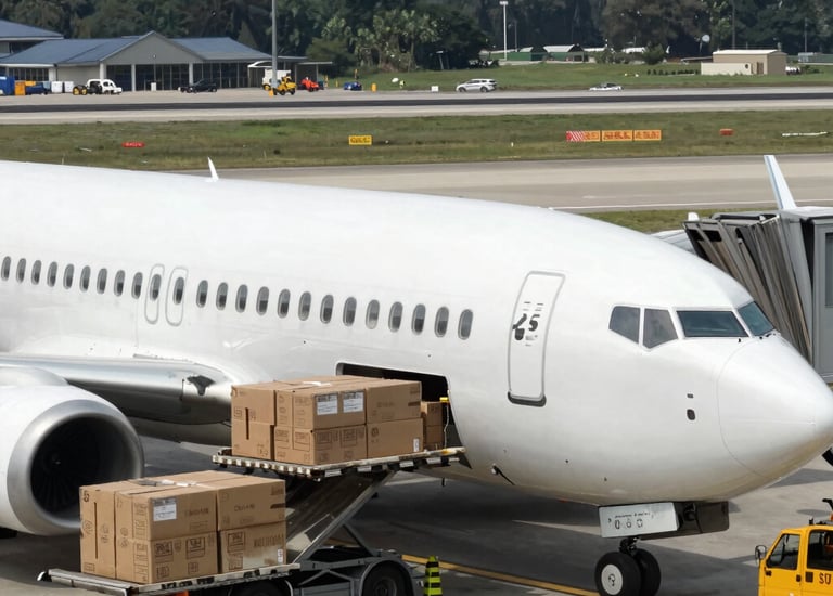 Close-up of freight forwarder checking shipment documents in warehouse
