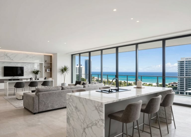 A bright interior shot showcasing energy-efficient appliances and natural light.