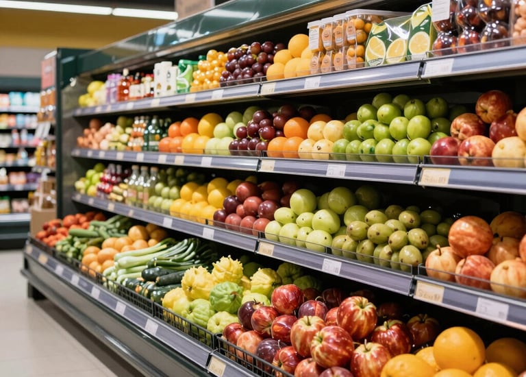 Close-up of fresh meat cuts neatly arranged in a butcher's display.
