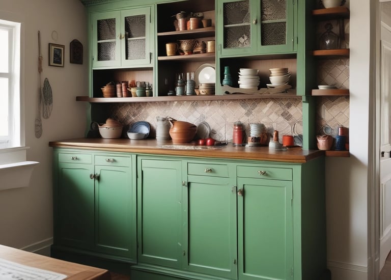 Close-up of a craftsman fitting a custom wooden cupboard in a kitchen.