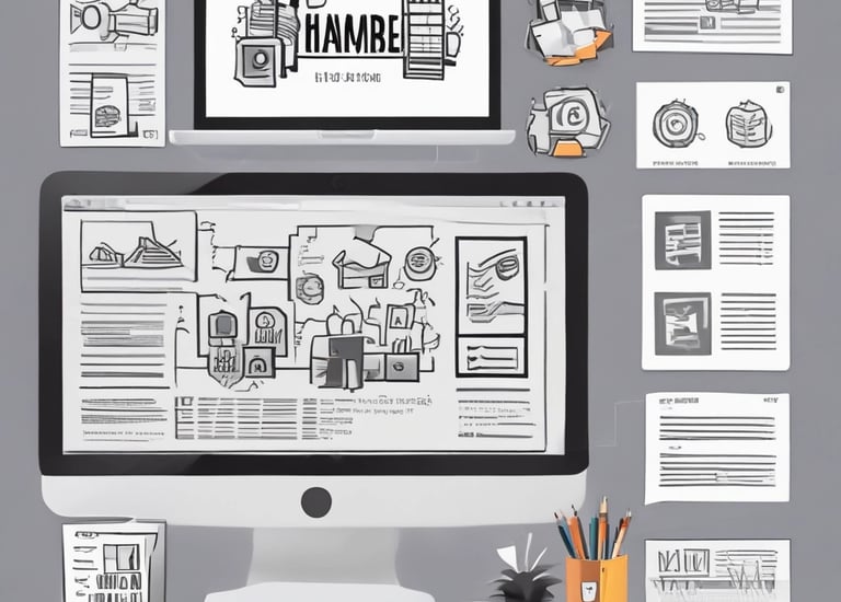 A vibrant team collaborating over a website design on laptops in a modern Hyderabad office.