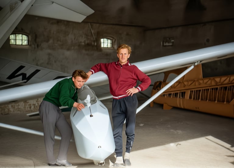 Peter beim Segelfliegen um 1960, fertig restauriert