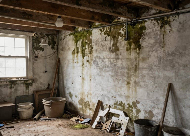 Close-up of industrial dehumidifiers drying out wooden floorboards.