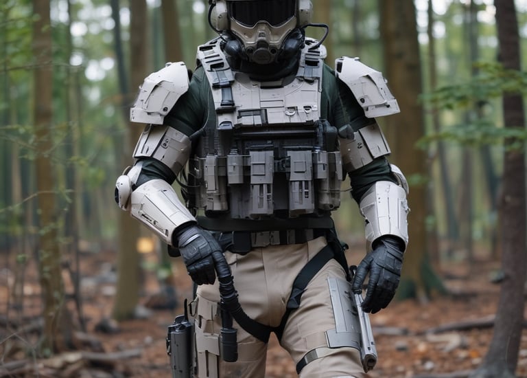 A matte black drone hovering over a rugged terrain with subtle HUD overlays.