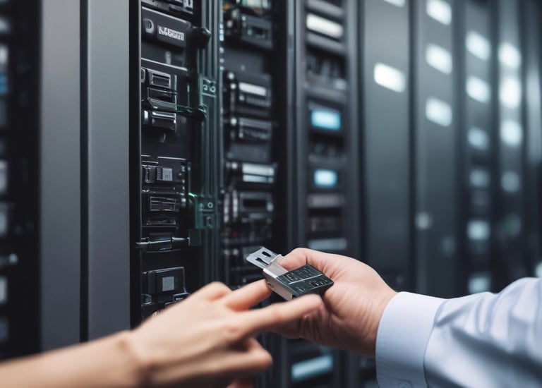 Close-up of hands configuring advanced firewall settings.