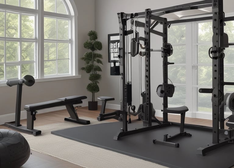 A yoga mat and resistance bands arranged neatly by a sunny window.