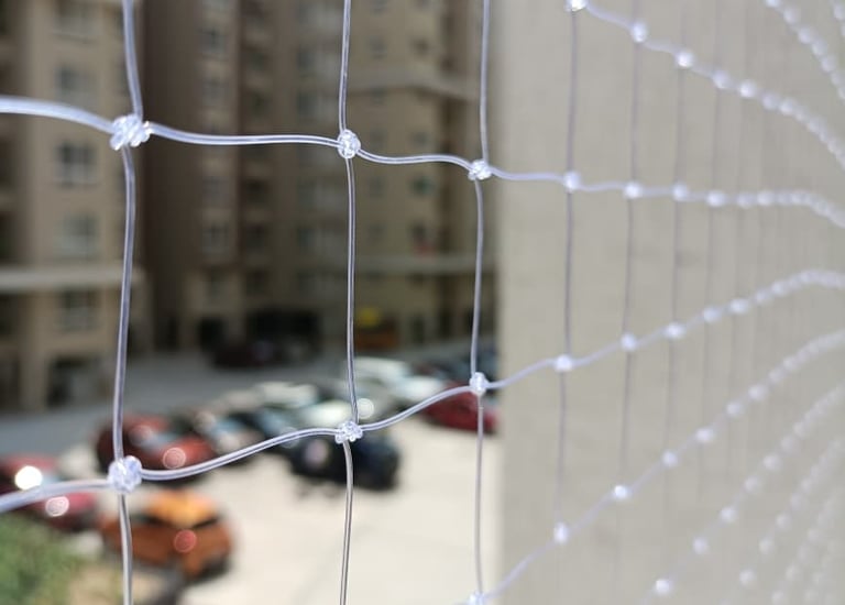 Balcony safety net installation in progress at Sarjapur, Bangalore.