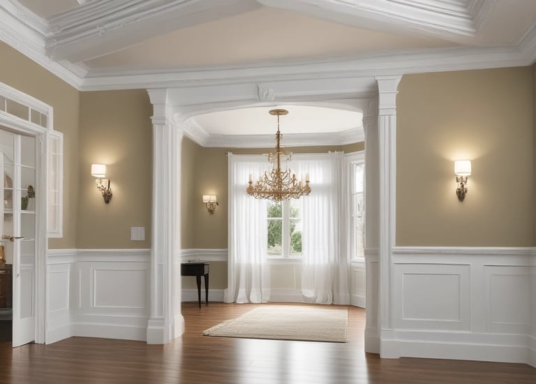 Handyman assembling wooden furniture in a bright room.