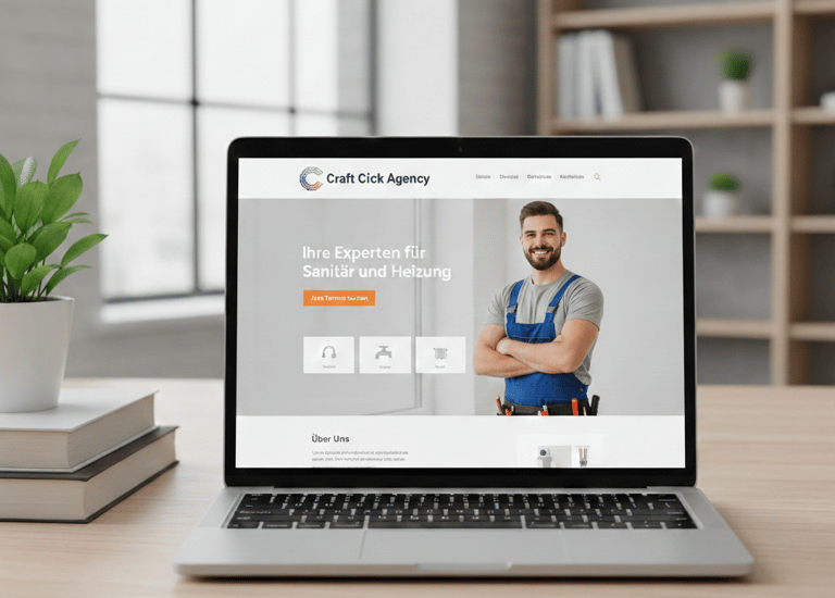 Laptop showing Website for Handyman Business 