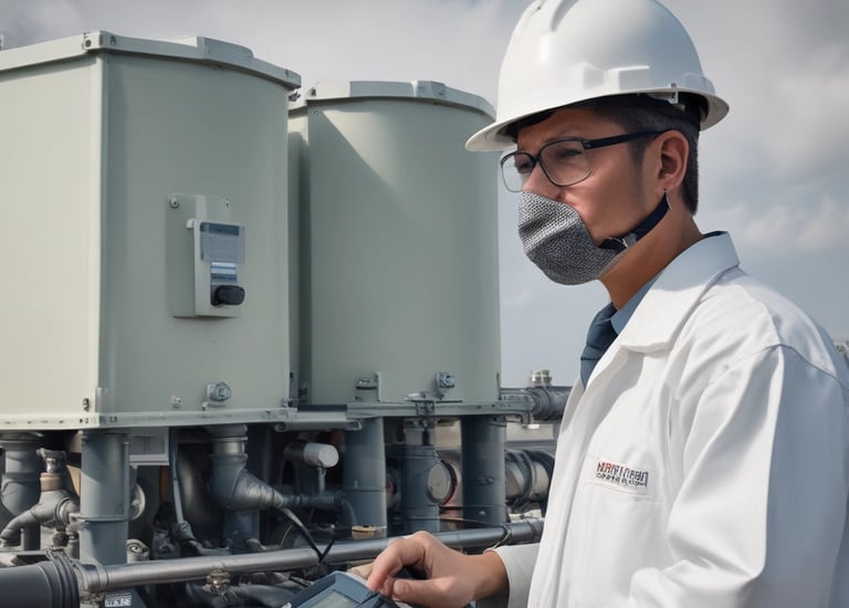 Field team setting up water testing instruments near a river.
