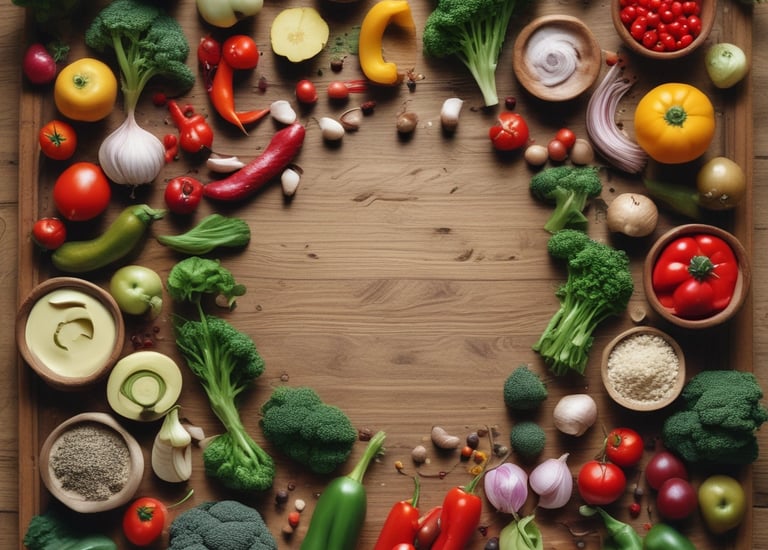 Vegetales sobre una mesa, listos para preparar