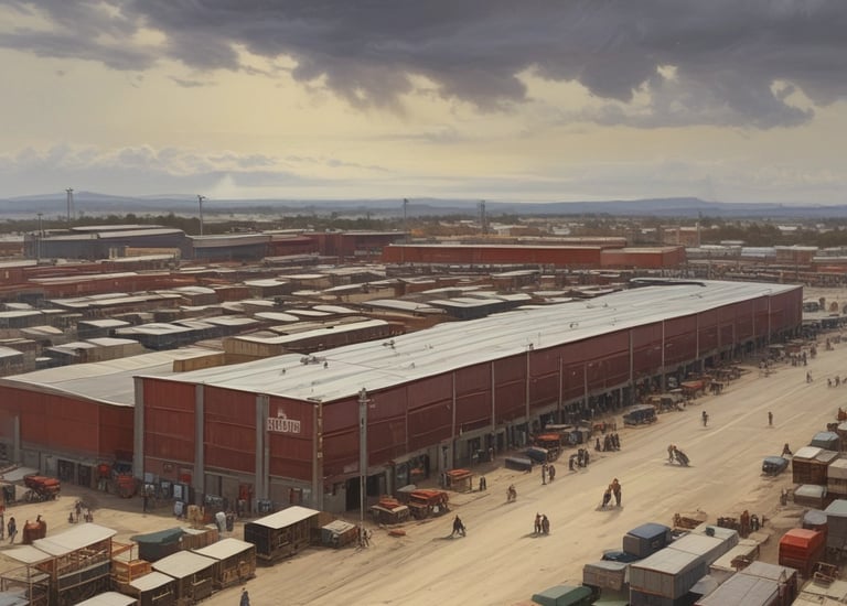 Industrial workers sandblasting a large metal structure outdoors