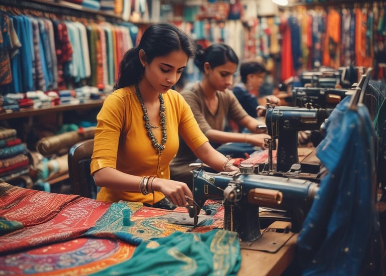 A neatly finished churidar set laid out on a wooden table.